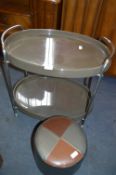 1970's Two Teir Trolley and Footstool
