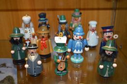 Twelve West German Painted Wood Figurines