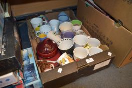Box Containing Various Mugs and a Beetroot Jar