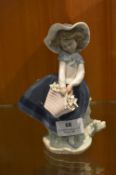 Lladro Figurine - Girl with Basket of Flowers