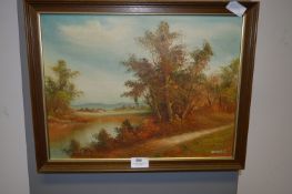 Framed Oil on Canvas - Country Scene Signed S. Inn