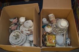Two Boxes Containing Dinnerware, Decorative Plates