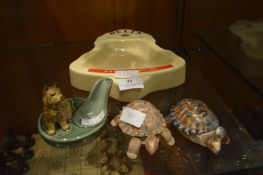 Wade Pottery Ashtray, Pipe Stand and Two Turtles