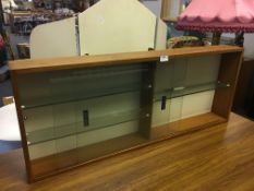 Teak Cased Collector's Wall Cabinet with Glass Sli