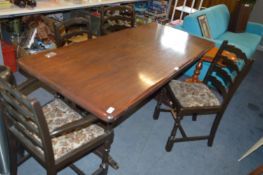 Oak Refectory Dining Table and Four Chairs