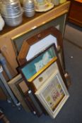 Selection of Picture Frames, Prints, Wall Clock et