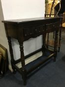 Dark Oak Hall Table with Two Drawers