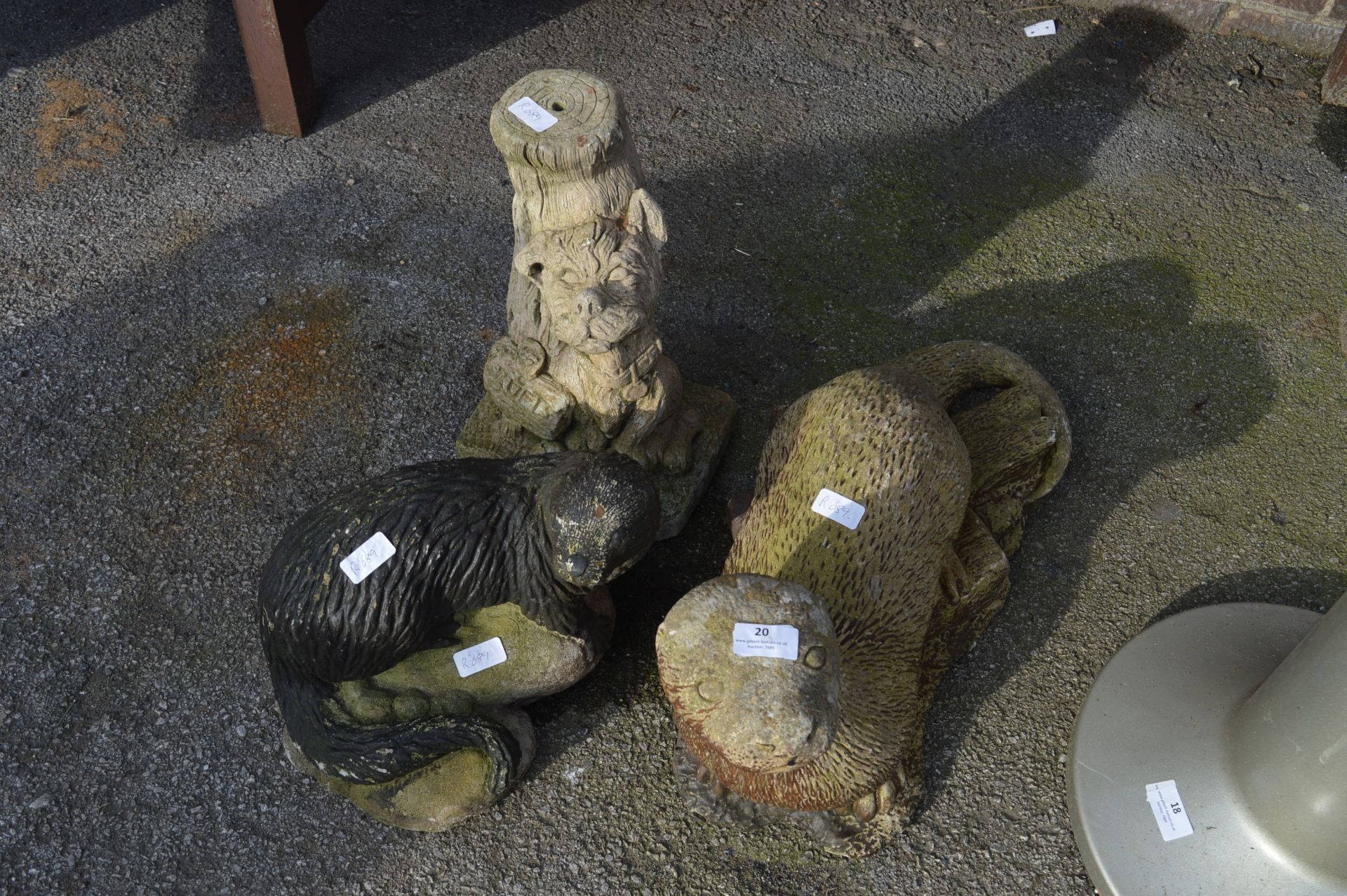 Concrete Garden Ornaments - Otters and Scotty Dog