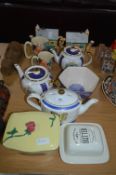 Decorative Teapots including Ringtons, Butter Dish