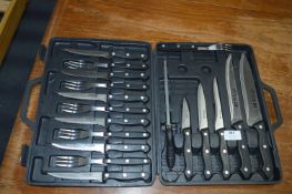 Cased Set of Ethos Cutlery, Carving Knives & Forks