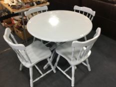 Blue Painted Circular Dining Table and Four Chairs