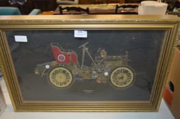 Framed Clock Picture - Vintage Cars