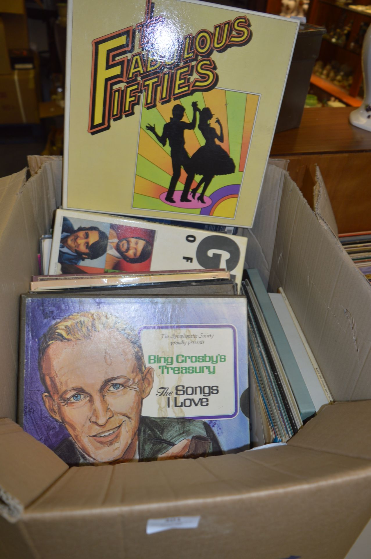 Box Containing LP Records Including Boxsets