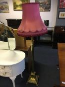 Brass Corinthian Column Standard Lamp on Ball & Cl