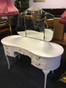 White Painted Kidney Shapes Dressing Table