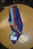 Masonic Sash with Gilt Metal Medallion North & Eas