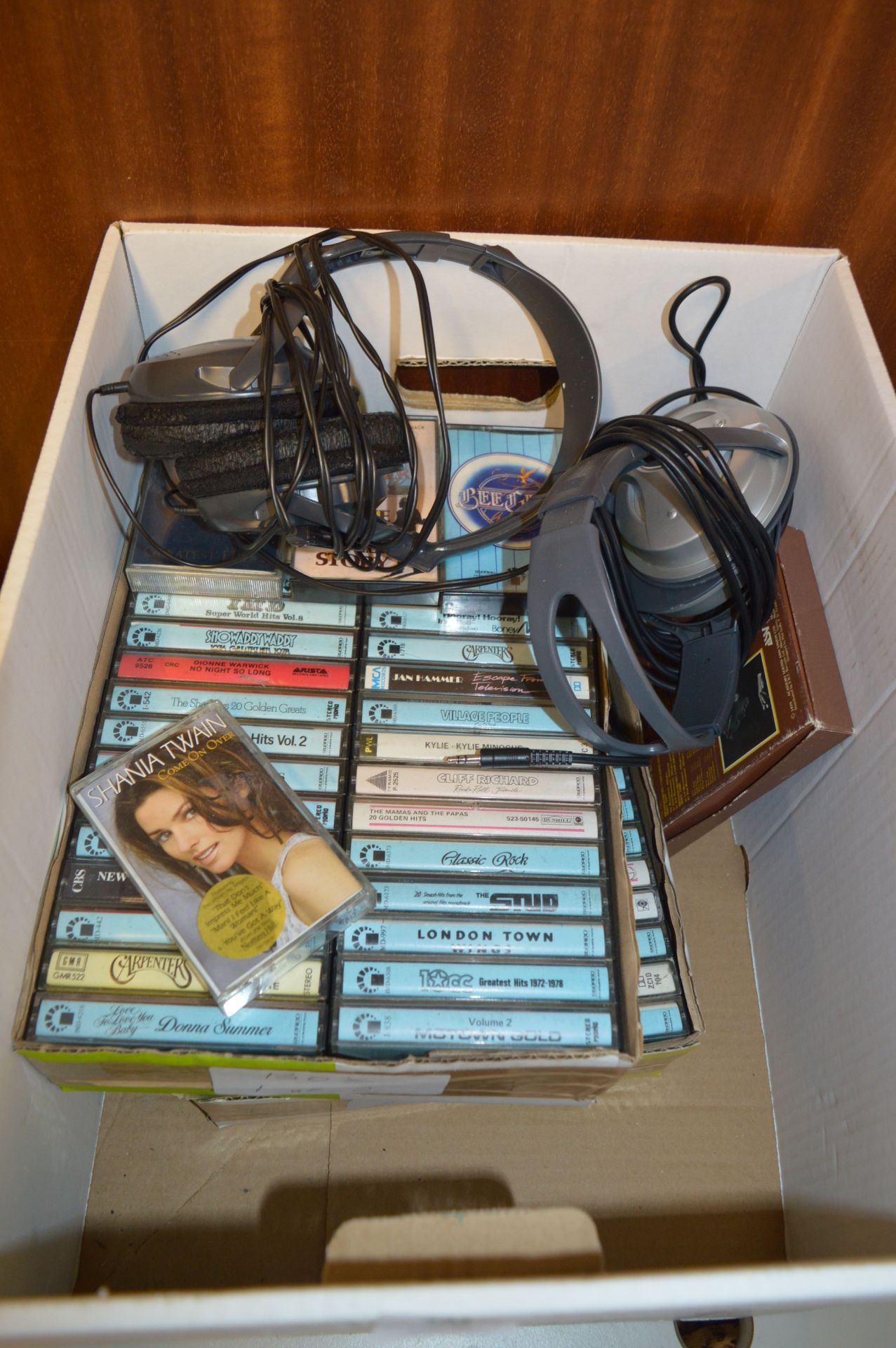 Box Containing 70/80's Cassettes and Two Pairs of