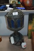 Decorative Metal Table Lamp with Blue Shade