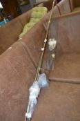 Pair of Polished Brass Curtain Poles and a Glass W