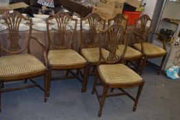 Set of Six Light Oak Sheildback Dining Chairs