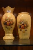 Two Large Aynsley Pottery Orchard Gold Vases