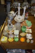 Pottery Dinnerware, Teapots, Jars, Table Lamps, Pi