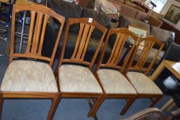 Set of Four Walnut Dining Chairs with Upholstered