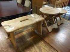 Pine Stool and Two Folding Stools