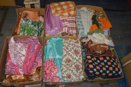 Six Boxes Containing 1950's/60's Curtain Materials