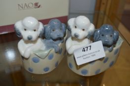Pair of Nao Figurines - Puppies in Baskets