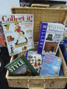 Wicker Picnic Case and Contents of Antique Books a