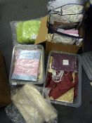Three Boxes of Various New Bed Linens and Curtain