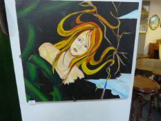 Painting on Canvas - Girl with Flowing Hair by Ste