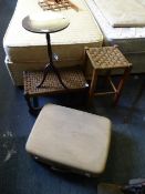 Two Rope Seated Stools, Antler Suitcase and Side T