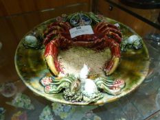 Majolica Pottery Wall Plate - Crab