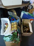 Large Quantity of Christmas Decorations, Gift Bags