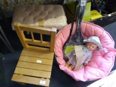 Child's Wooden Chair and a Folding Tub Chair