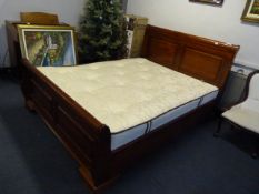 Pine Framed Double Bed and Buttoned Mattress