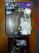 Tray Lot of Costume Jewelry, Pearl & Other Necklaces, Earrings, Brooches etc