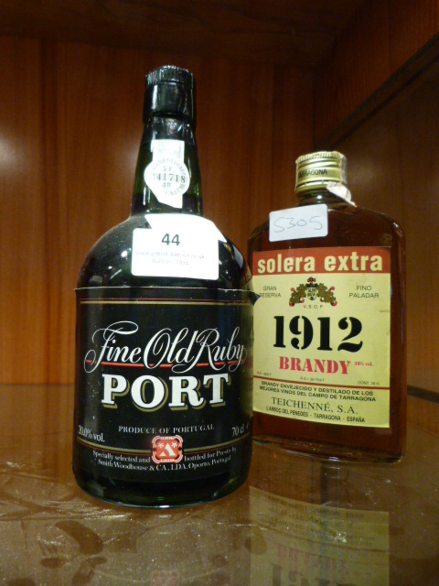 Bottle of 1912 Brandy and Old Ruby Port