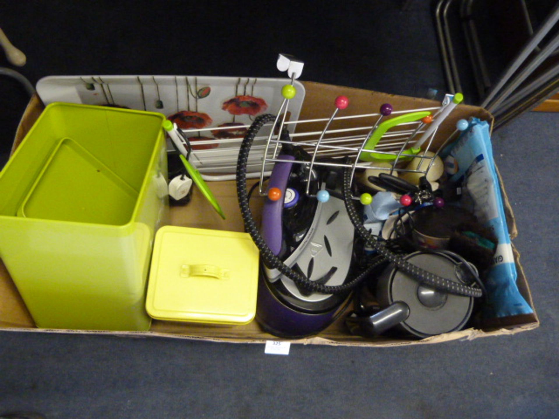 Box Containing Bread Bin, Storage Jars, Steam Iron