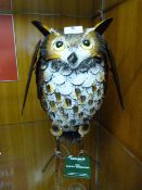 Painted Metal Garden Ornament - Owl