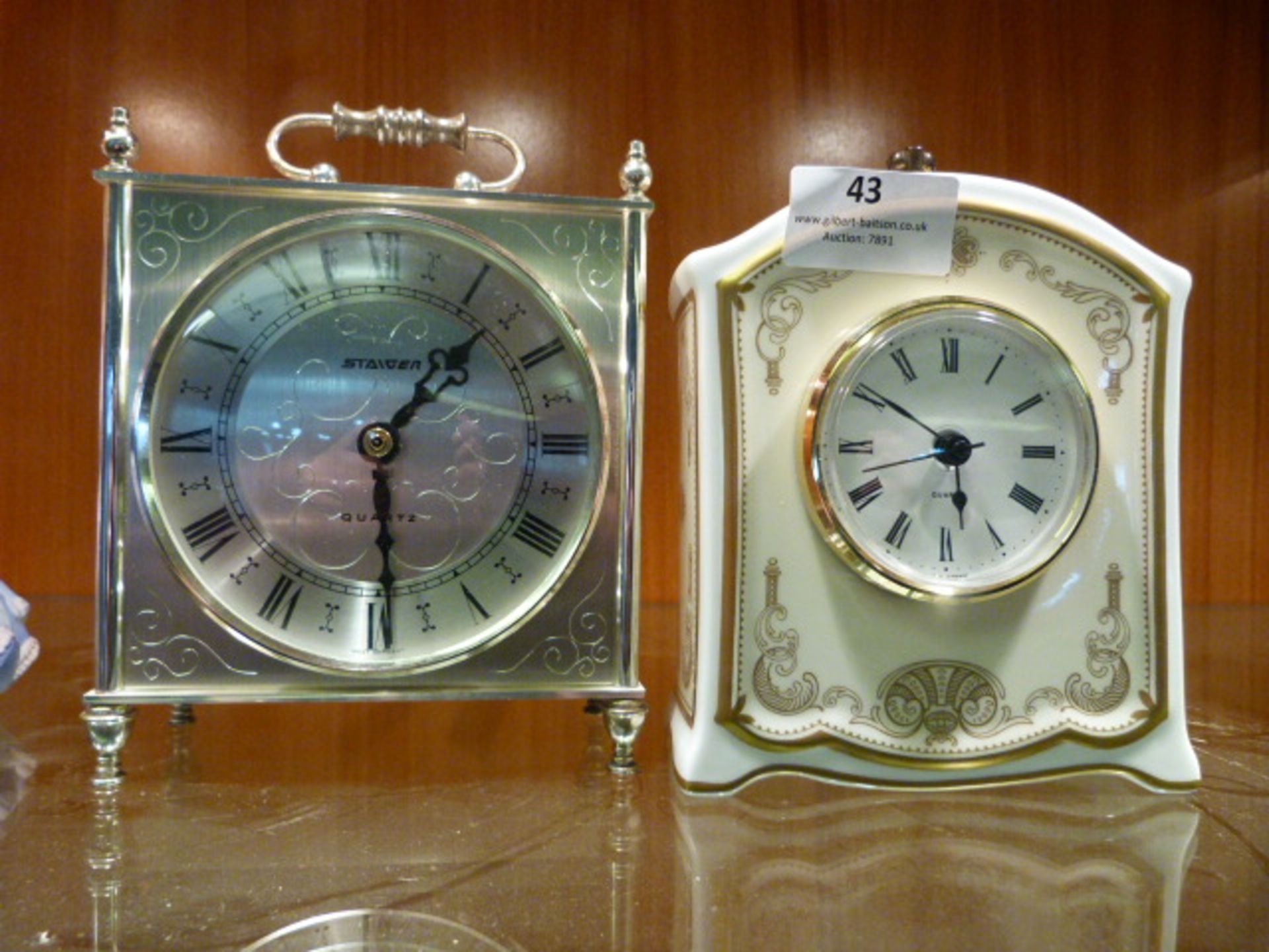 Spode Pottery Mantel Clock and a Staiger Quartz Ma