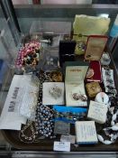 Tray Lot of Costume Jewelry; Beaded Necklaces, Ear