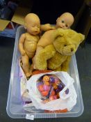 Box of Plastic Dolls and Accessories