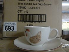 *Box of 12 Rise & Shine Teacups & Saucers