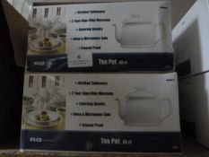 *Two Boxes of 6 45cl White Pottery Teapots