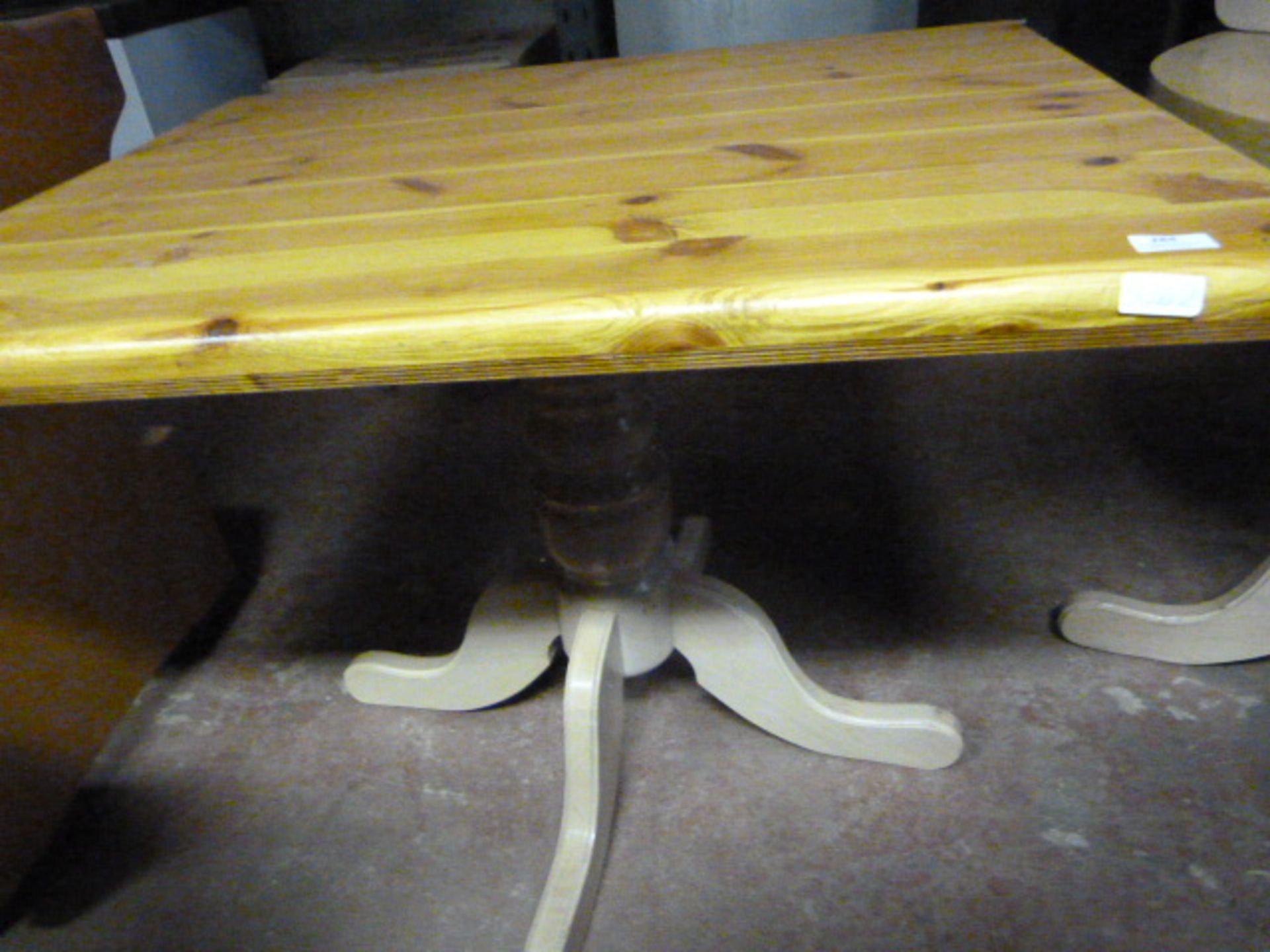 Square Pine Cafe Table on Pedestal Base