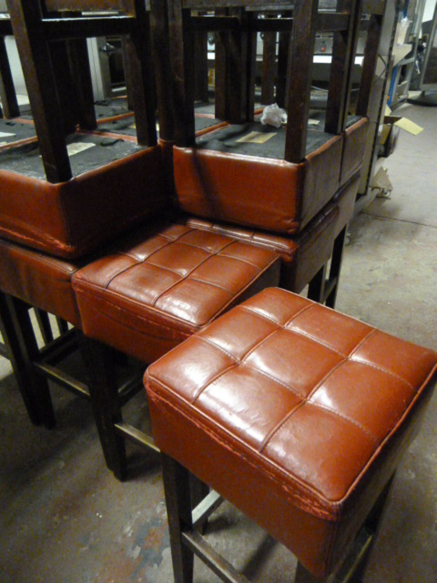 *Eighteen Bar Stools with Red Leather Seats