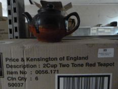 *Box of 6 Red Two Tone Teapots